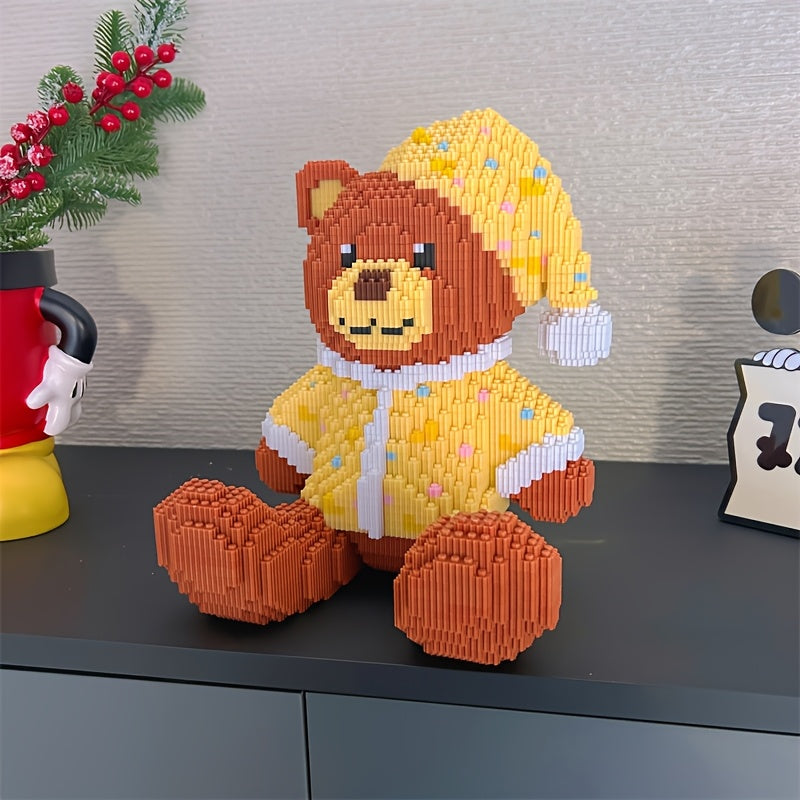 9000pcs Pajamas Teddy Bear Cute Animal Building Blocks Handmade DIY Jigsaw Living Room Tabletop Decoration Boy Girl Birthday Gift Pendant Decoration
