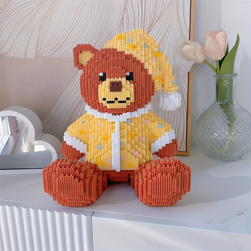 9000pcs Pajamas Teddy Bear Cute Animal Building Blocks Handmade DIY Jigsaw Living Room Tabletop Decoration Boy Girl Birthday Gift Pendant Decoration