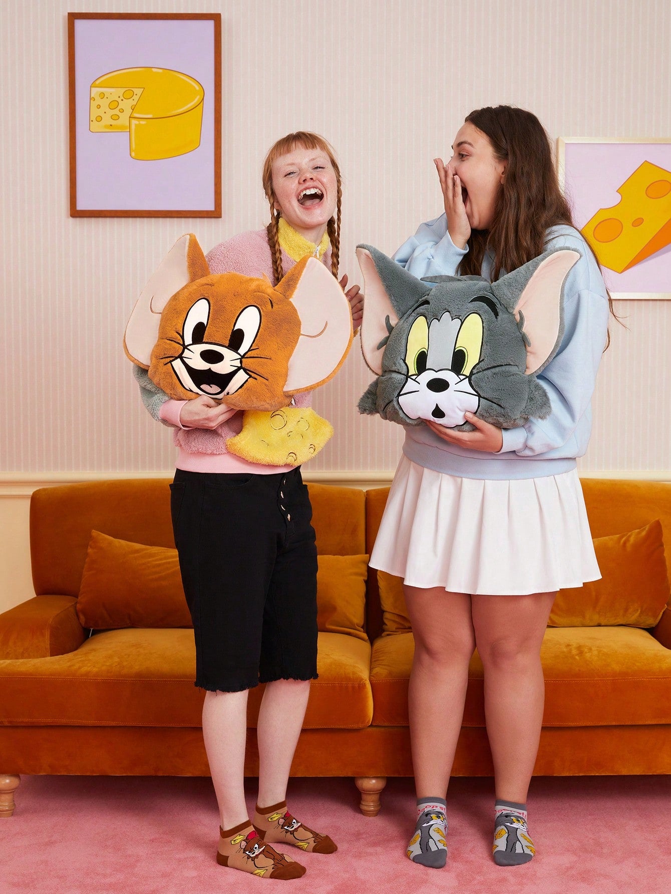 TOM & JERRY X SHEIN 1pc Cartoon Mouse Jerry Face Plush Pillow Without Tom Pillow Yellow