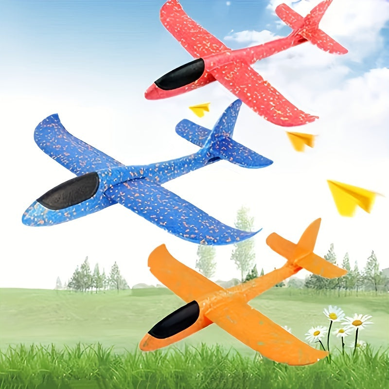 2 Pcs Large Outdoor Beach Foam Airplane, Hand Throwing Spinning Toy with Blue Color and Fun Throwing Experience