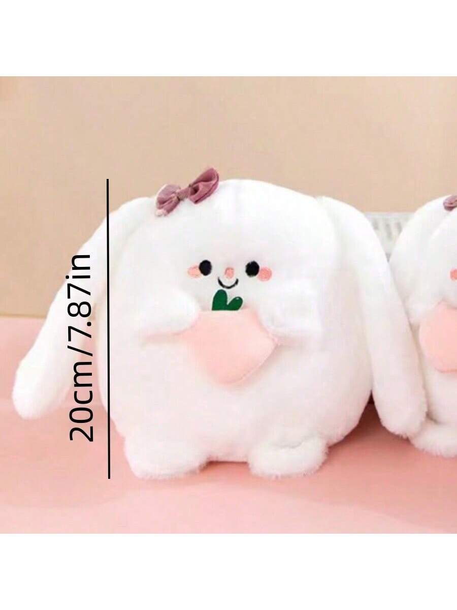 1pc Super Soft Plush Decorative Pillow, Cute Heart-Shaped Bunny Stuffed Animal, Home Bedroom Decoration White