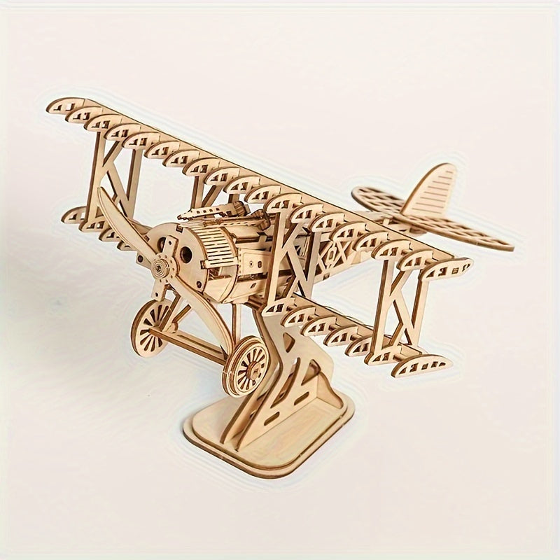 DIY 3D Wooden Airplane Puzzle - Creative Craft Model Kit for Home Decor, Perfect Birthday or Christmas Gift, Airplane Toy