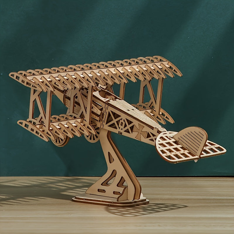DIY 3D Wooden Airplane Puzzle - Creative Craft Model Kit for Home Decor, Perfect Birthday or Christmas Gift, Airplane Toy