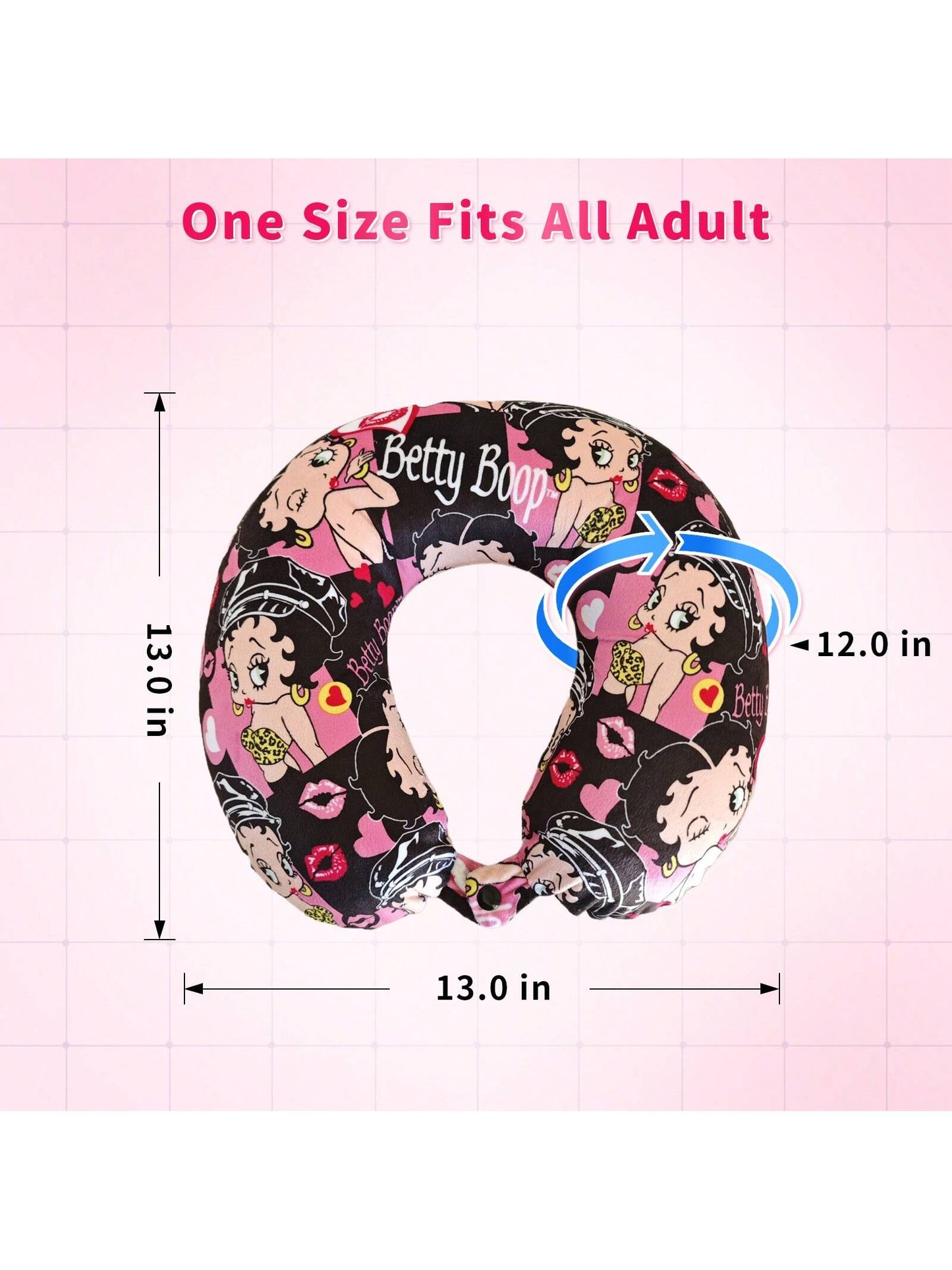 Betty Boop High Quality Memory Foam Travel Pillow – Soft Neck Support With Iconic Prints For Comfort On The Go Classic Cartoon