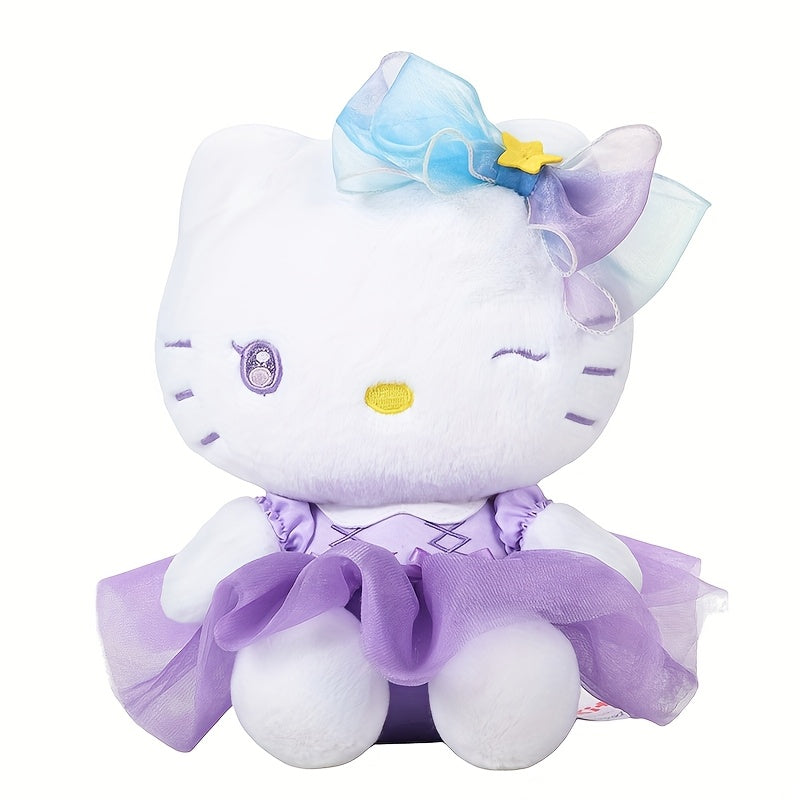 1pc Sanrio Hello Kitty Plush Doll in Princess Dress - Soft Polyester Huggable Toy with Purple Tutu Skirt & Star Headband, Cute Gift for Girls, Birthday or Holiday Present, Holiday Plush Gift | Whimsical Design | Quality Plush Fabric, Hello Kitty Decor