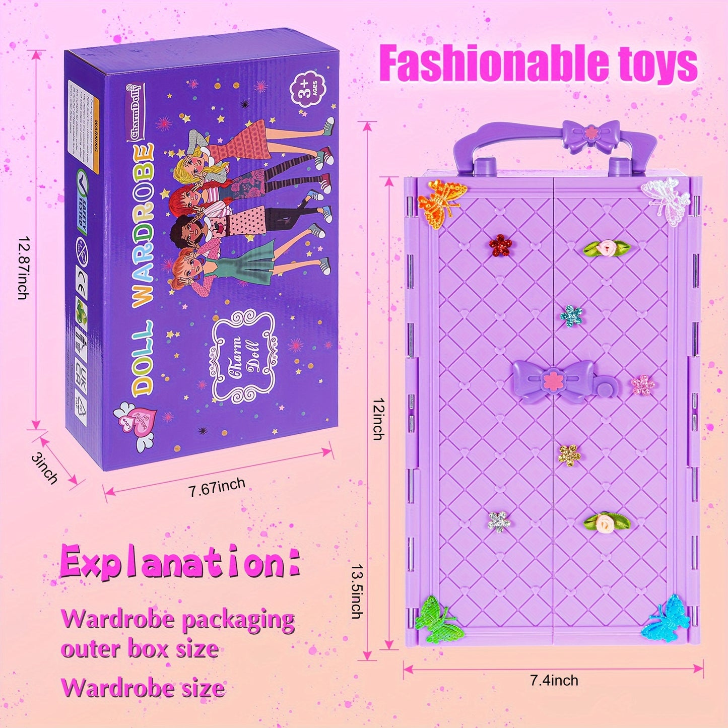 Fashion 91pcs 11.5 Inch Girl Doll With Clothes Accessories And Closet, Princess Gowns, Fashion Dresses, Outfits, Swimsuits.Doll Dress Up Toys For Girls Kids Toddlers.Christmas Gift For Ages 3+