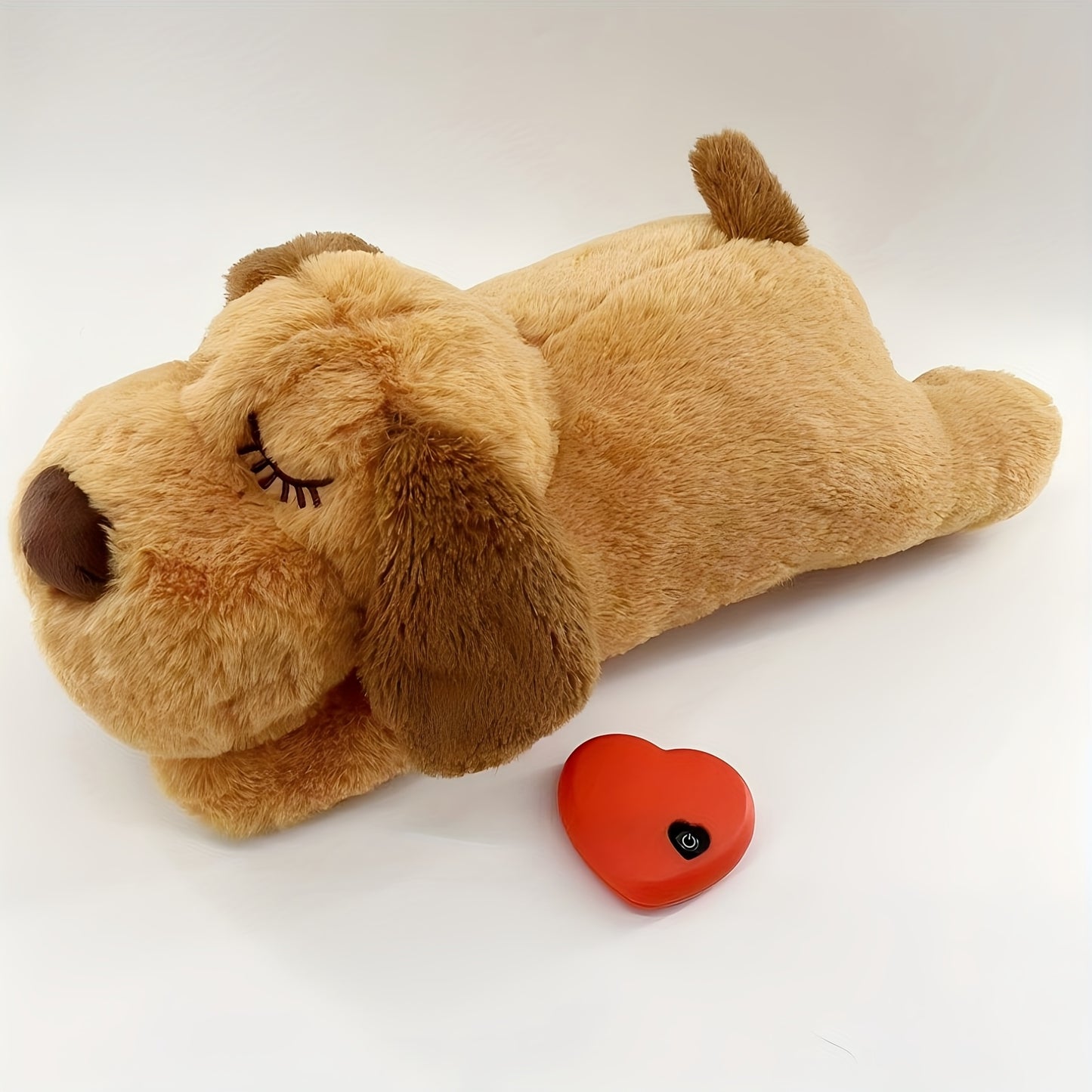 NPET Heartbeat Puppy Toy - Comfort Cuddler Pillow, Soft And Cute, Warm Puppy Lamb Shaped Animal Heartbeat Dog Plush Toy, Festival Gift, Comfortable Kitten Toy - Battery Not Included!