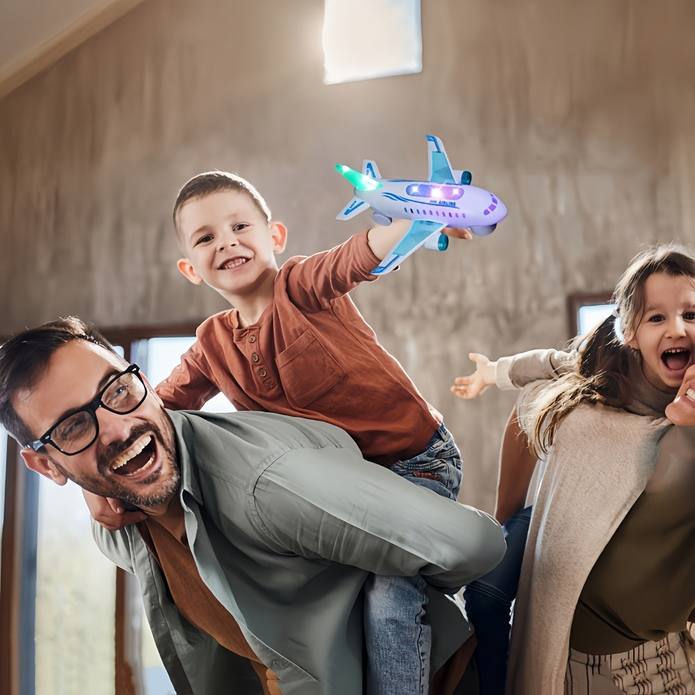 Interactive LED Airplane Toy with Lights & Sounds - Battery-Powered, Durable ABS Material, White - Perfect Gift for Youngsters 3+, Features Realistic Design with Blue & Green LEDs, Ideal for Preschoolers & Young Youngsters