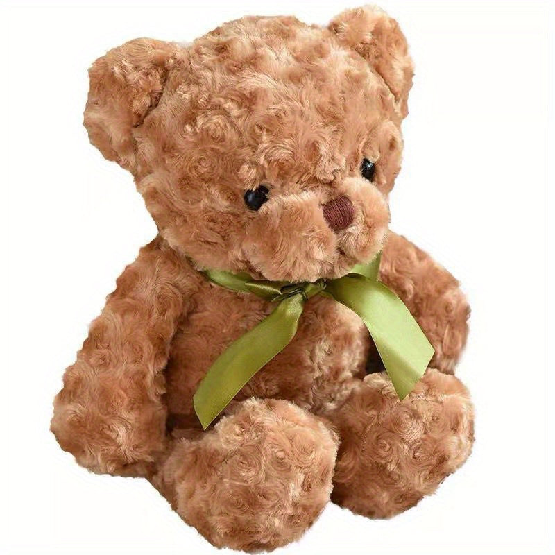White Plush Teddy Bear with Green Bow Tie - Soft, Fluffy Microfiber Cuddle Doll, Ideal Birthday Gift for Girls and Youngsters, Birthday Plush Gift|Charming Teddy Bear|Soft Microfiber, Stuffed Animals