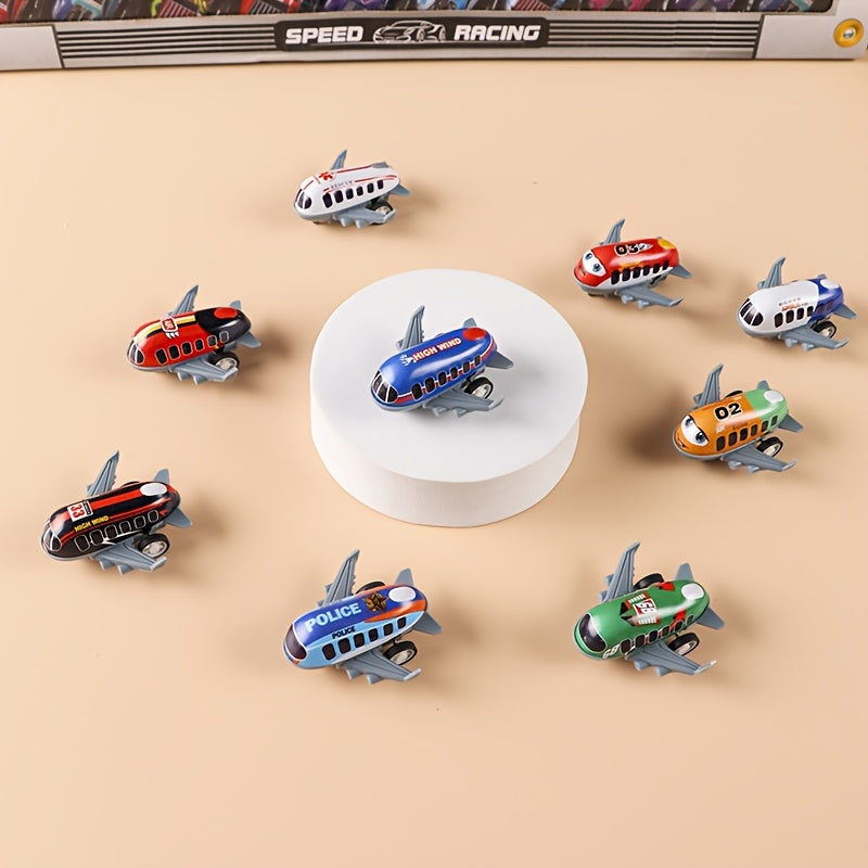 10 Pcs Mini Metal Airplane Set - Inertia-Powered, Battery-Free, Perfect for Party Favors & Stocking Stuffers, Christmas & Halloween Gifts