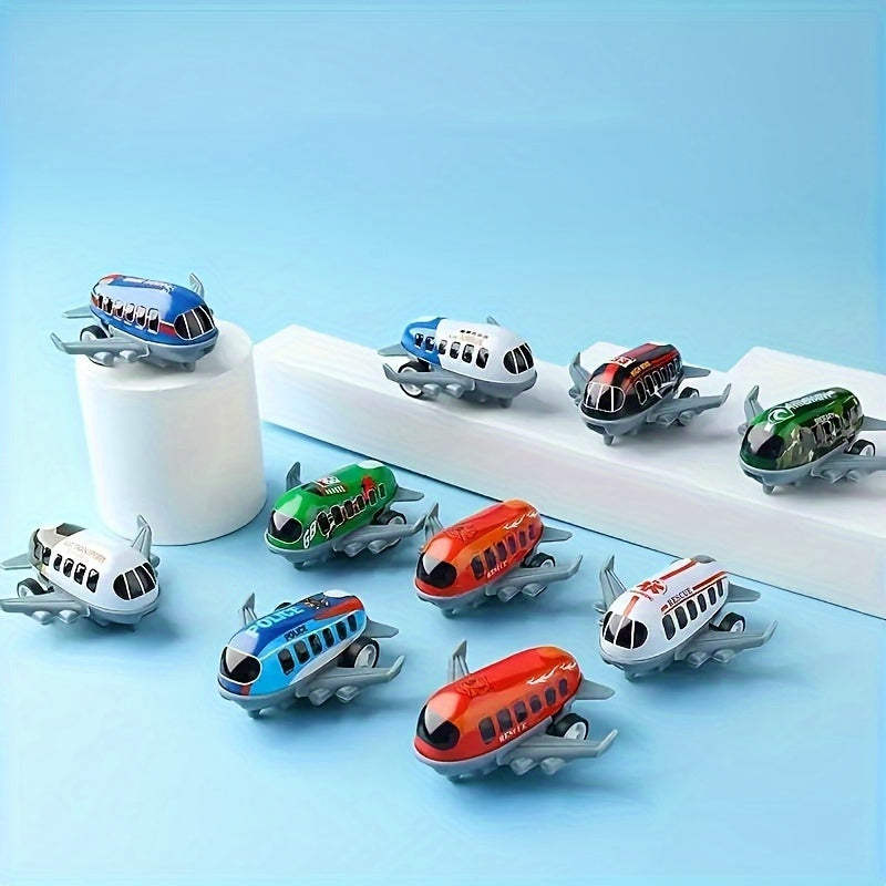 10 Pcs Mini Metal Airplane Set - Inertia-Powered, Battery-Free, Perfect for Party Favors & Stocking Stuffers, Christmas & Halloween Gifts