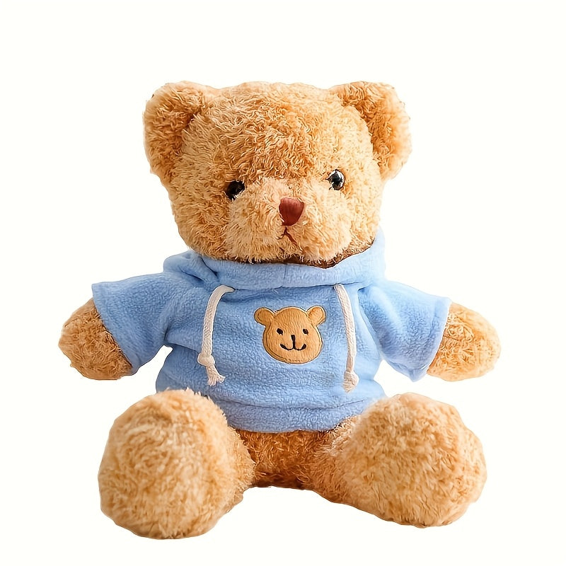 1pc Soft Teddy Bear Plush 1pc Light Brown Teddy Bear Plush Toy with Hoodie - Soft Polyester Fiber Stuffed Animal - Ideal for Christmas, Halloween, Thanksgiving, Easter, New Year Gifts - Unisex