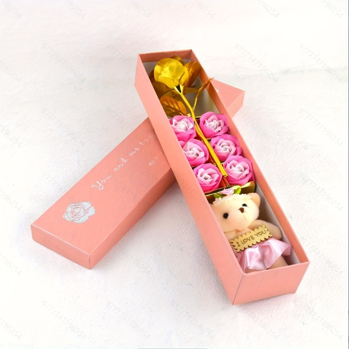 Cherished, Charming Rose Bouquet Gift Box with Teddy Bear - Perfect for Valentine's, Anniversary, Mother's Day & Birthday Proposals