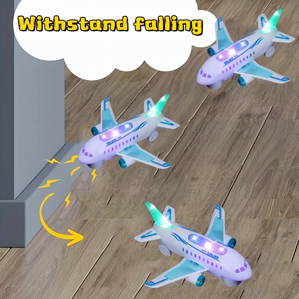 Interactive LED Airplane Toy with Lights & Sounds - Battery-Powered, Durable ABS Material, White - Perfect Gift for Youngsters 3+, Features Realistic Design with Blue & Green LEDs, Ideal for Preschoolers & Young Youngsters