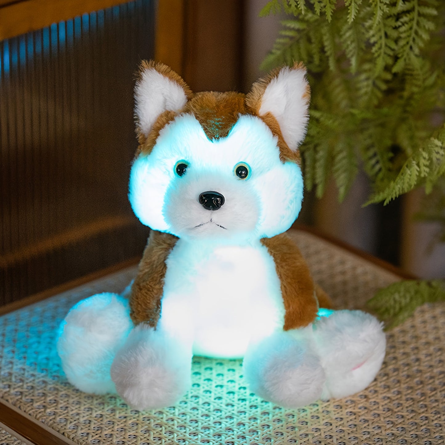 Light Up Husky Stuffed Animal Dog, Soft Plush Doll, Night Light Puppy Toy Pillow, Holiday Birthday Gift