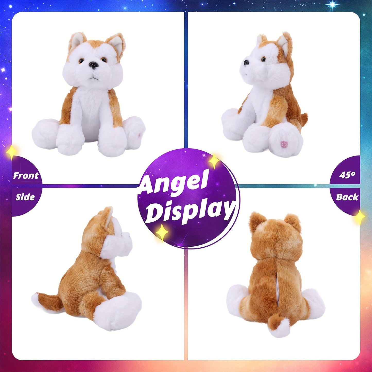 Light Up Husky Stuffed Animal Dog, Soft Plush Doll, Night Light Puppy Toy Pillow, Holiday Birthday Gift