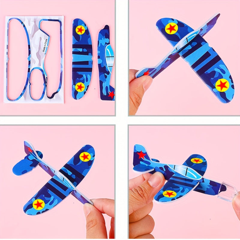 10pcs Mini Foam Airplane Glider Set - Thermoplastic Polyurethane DIY Flying Toys for Party Favors, Classroom Rewards, Christmas, Halloween, Thanksgiving Gifts - Assorted Patterns