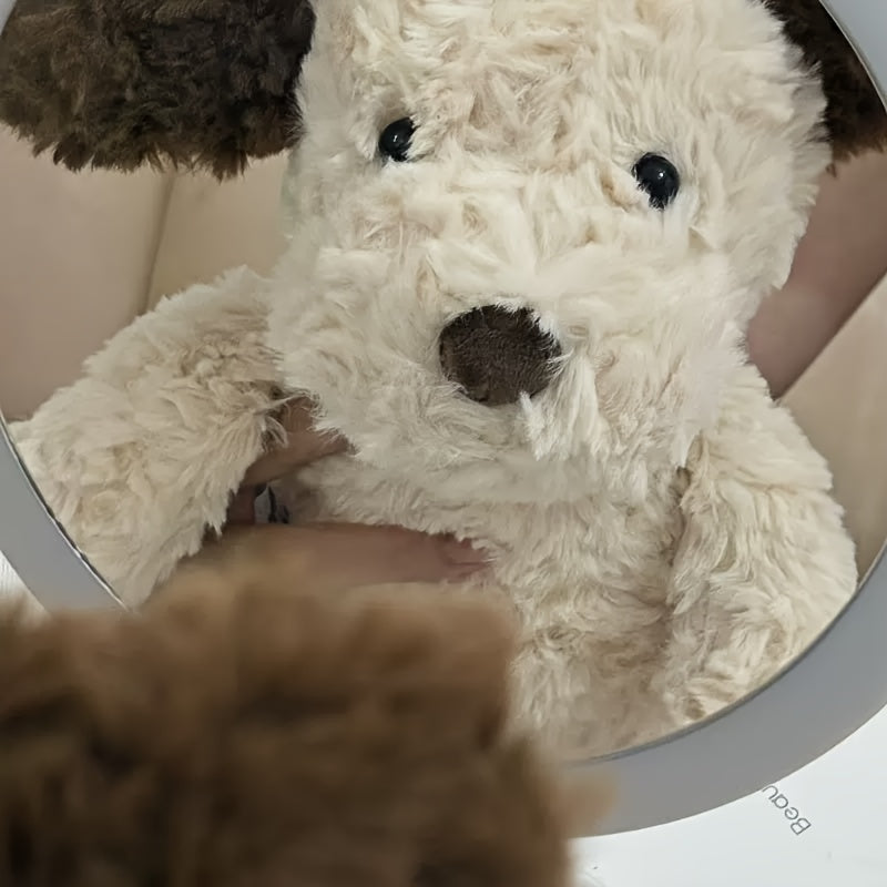 Soft & Fluffy White Dog Plush Toy - Adorable Cartoon Stuffed Animal with Brown Ears, Perfect for Home Decor, Sofa, or Room Accent | Ideal Gift for Holidays, Birthdays, and Friends & Family, Stuffed Plushies