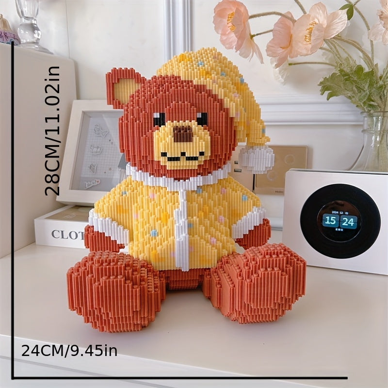 9000pcs Pajamas Teddy Bear Cute Animal Building Blocks Handmade DIY Jigsaw Living Room Tabletop Decoration Boy Girl Birthday Gift Pendant Decoration