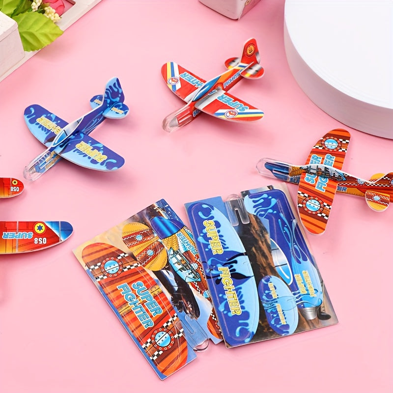 10pcs Mini Foam Airplane Glider Set - Thermoplastic Polyurethane DIY Flying Toys for Party Favors, Classroom Rewards, Christmas, Halloween, Thanksgiving Gifts - Assorted Patterns