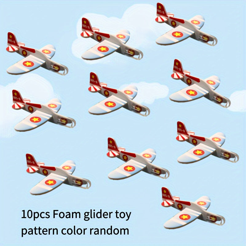 10pcs Mini Foam Airplane Glider Set - Thermoplastic Polyurethane DIY Flying Toys for Party Favors, Classroom Rewards, Christmas, Halloween, Thanksgiving Gifts - Assorted Patterns