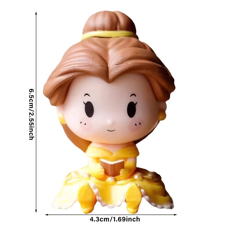 6pcs set of cute PVC pocket sitting princess dolls, Snow White Ariel Cinderella Belle Rapunzel cute doll ornaments