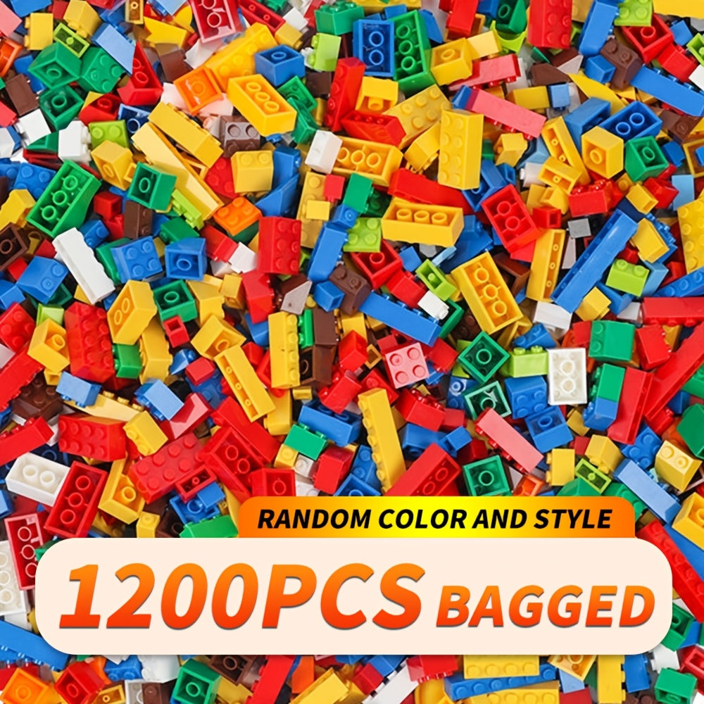 1200pcs Children's Educational Small Grain Building Blocks, Puzzle Toys, Plug-in Building Blocks, Suitable for Thanksgiving, Halloween, Christmas, Boy and Girl Birthday Gifts, Grain Colors and Shapes are Random