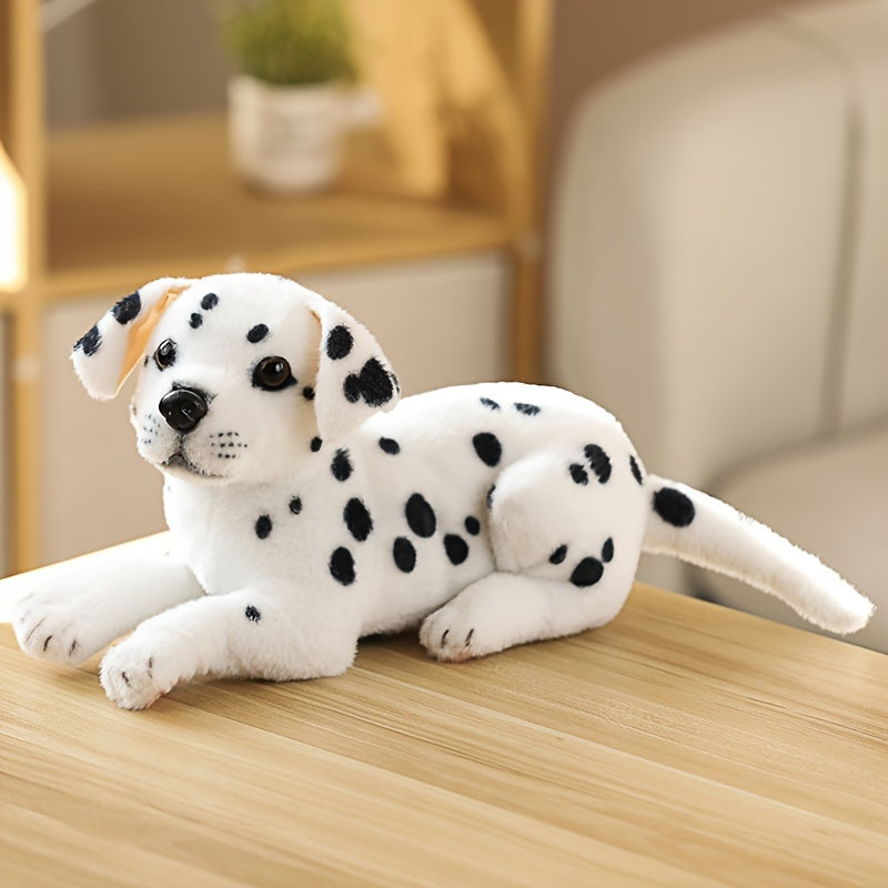 38cm\u002F14.9 In Lovely Simulation Dog Plush Toy Lying Spotted Akita Dog Doll Children's Companion Doll Gift Christmas, Halloween Gift