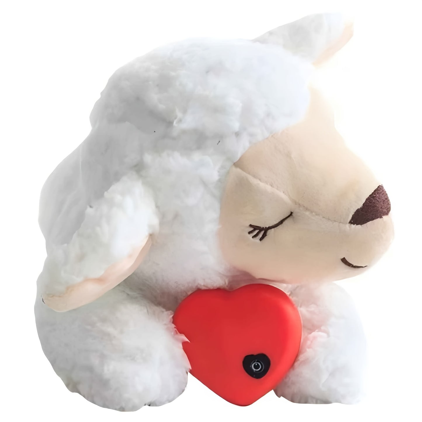 NPET Heartbeat Puppy Toy - Comfort Cuddler Pillow, Soft And Cute, Warm Puppy Lamb Shaped Animal Heartbeat Dog Plush Toy, Festival Gift, Comfortable Kitten Toy - Battery Not Included!