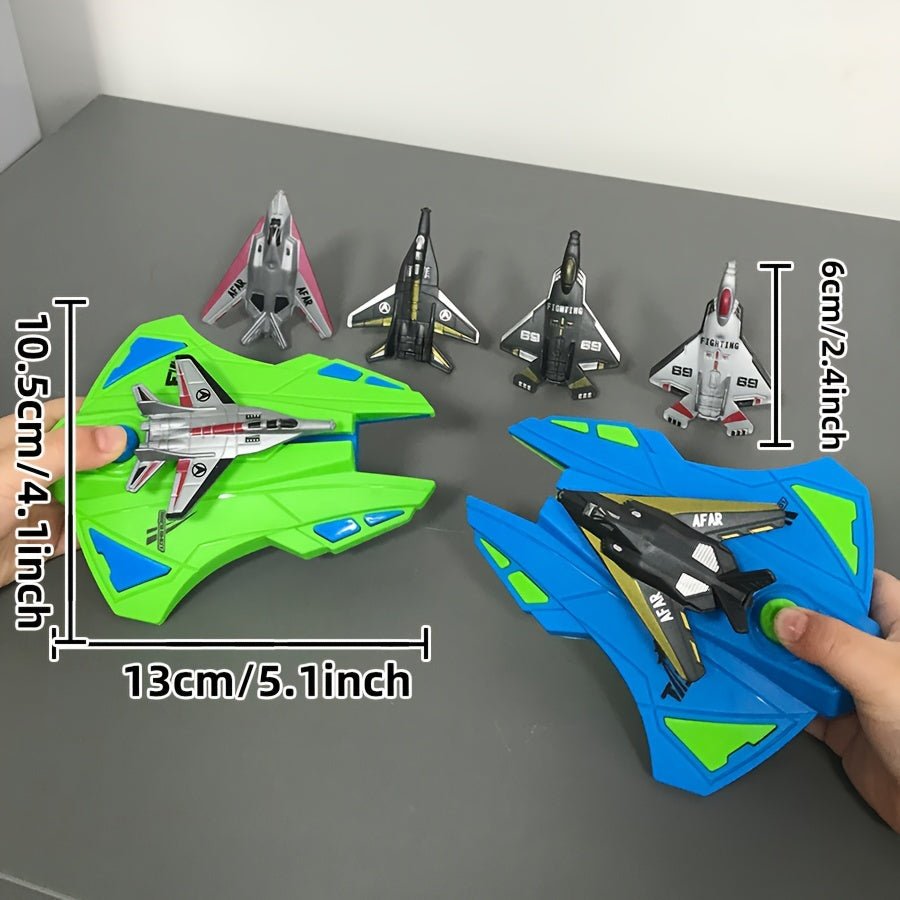 2pcs Airplane Launcher + 6pcs Fighter Jet Youngsters's Play Shooting Toy Two-Person Battle Launching Airplane Boy Gift Christmas Gift