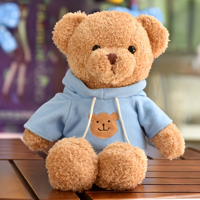 1pc Soft Teddy Bear Plush 1pc Light Brown Teddy Bear Plush Toy with Hoodie - Soft Polyester Fiber Stuffed Animal - Ideal for Christmas, Halloween, Thanksgiving, Easter, New Year Gifts - Unisex