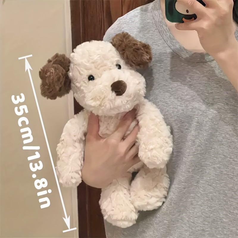 Soft & Fluffy White Dog Plush Toy - Adorable Cartoon Stuffed Animal with Brown Ears, Perfect for Home Decor, Sofa, or Room Accent | Ideal Gift for Holidays, Birthdays, and Friends & Family, Stuffed Plushies