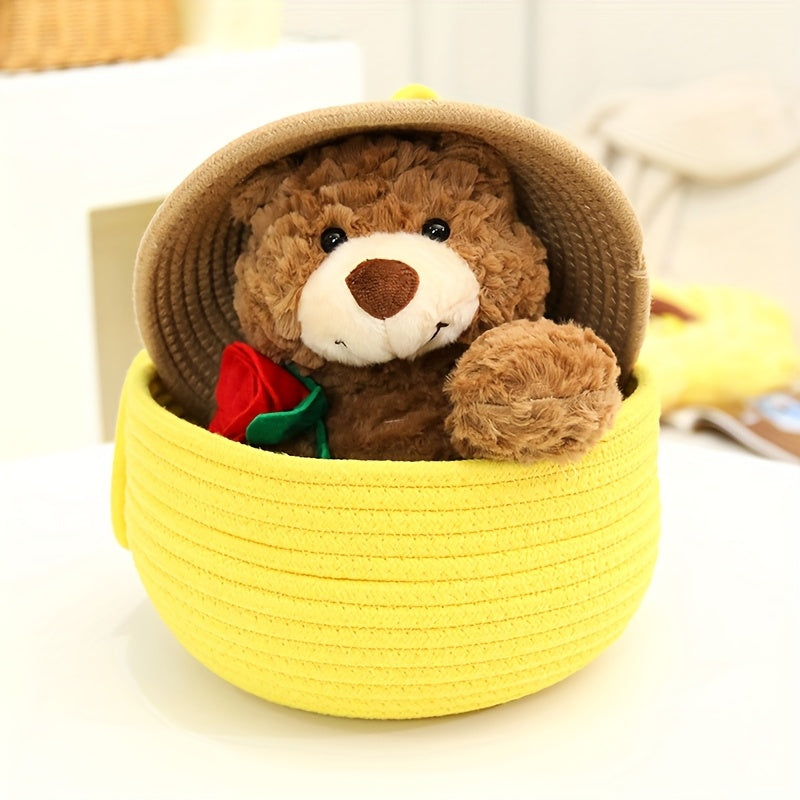 Cute Simulate Rose Teddy Bear Plush Toy Soft Stuffed Animal Plush Toy Soft Filling Doll Adorable Home Decor Room Decor Holiday Christmas Valentine's Day and Birthday Popular Gift for Friend and Family