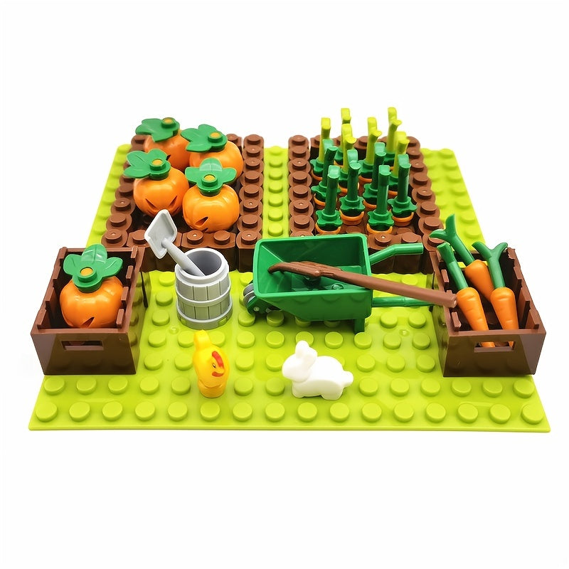 Farm Animals Trees Plants Building Blocks Set, Parts Grass Baseplates Construction Educational Toys For Kids Children, Farm Block 4 In 1 Halloween Christmas Gift