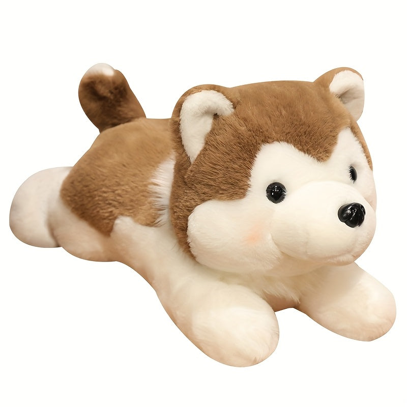 Adorable Siberian Husky Plush Toy - Soft Polyester, White with Brown Accents, Ideal Companion Gift for All Ages, Perfect for Home Decor and Holiday Celebrations, Husky Dog Themed Items