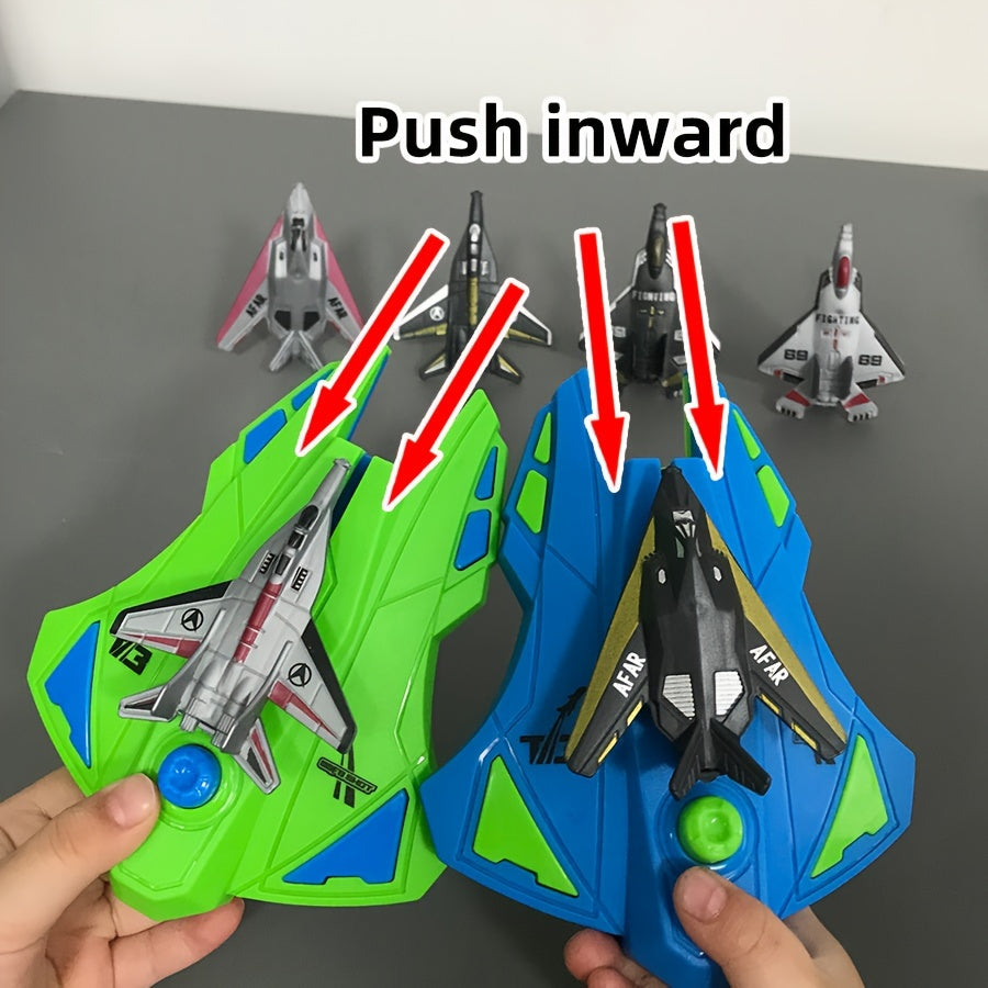 2pcs Airplane Launcher + 6pcs Fighter Jet Youngsters's Play Shooting Toy Two-Person Battle Launching Airplane Boy Gift Christmas Gift