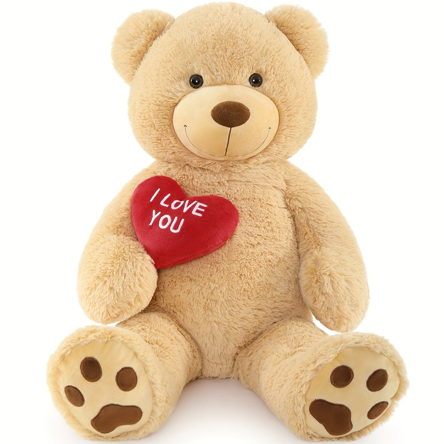 I Love You Giant Teddy Bear, Large Stuffed Bear With Footprints, Hugging Red Heart Stuffed Animal Gift For Girlfriend Kids Mom, Valentines Bear, Birthday, Anniversary