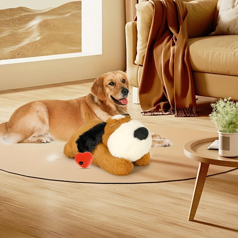 NPET Heartbeat Puppy Toy - Comfort Cuddler Pillow, Soft And Cute, Warm Puppy Lamb Shaped Animal Heartbeat Dog Plush Toy, Festival Gift, Comfortable Kitten Toy - Battery Not Included!
