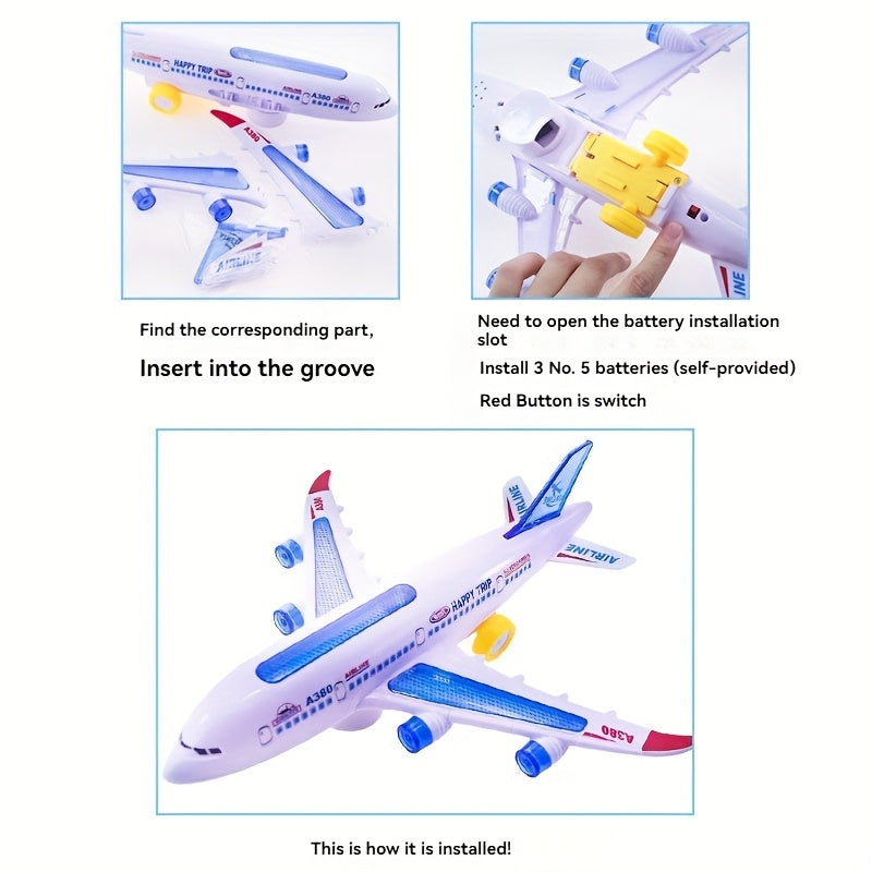 Electric Airplane Toys, Light-Up Airplane Model Toys, Airplane Toys with Flashing Lights And Moving Wheels, Party Birthday Gifts