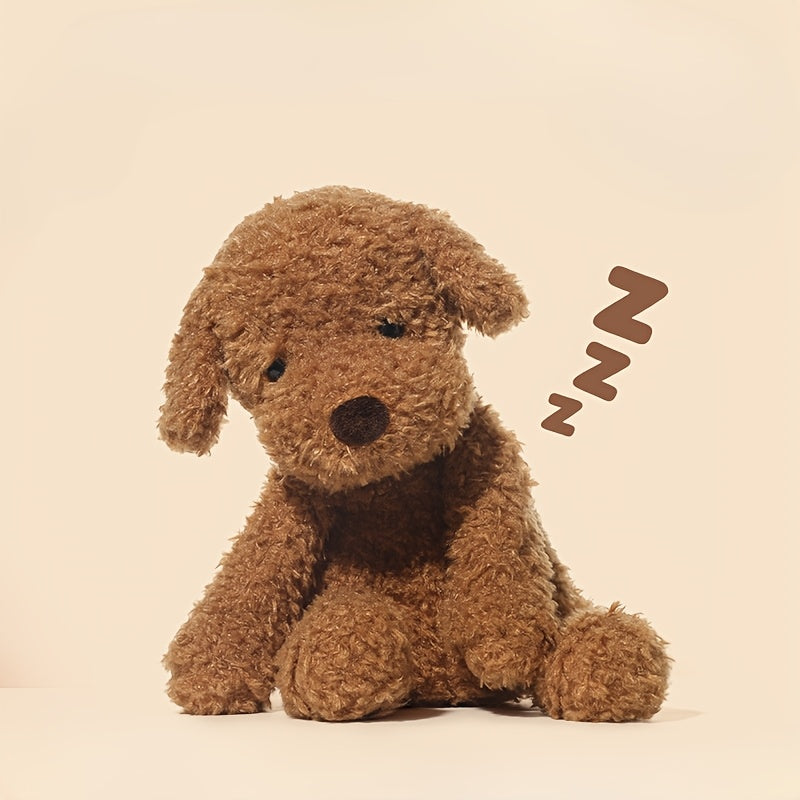 Cute Coffee Brown Plush Puppy Dog Toy, Soft Polyester Stuffed Animal, Ideal Birthday Gift for 0-3 Years Old