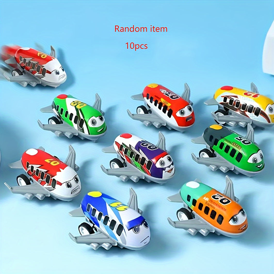 10 Pcs Mini Metal Airplane Set - Inertia-Powered, Battery-Free, Perfect for Party Favors & Stocking Stuffers, Christmas & Halloween Gifts