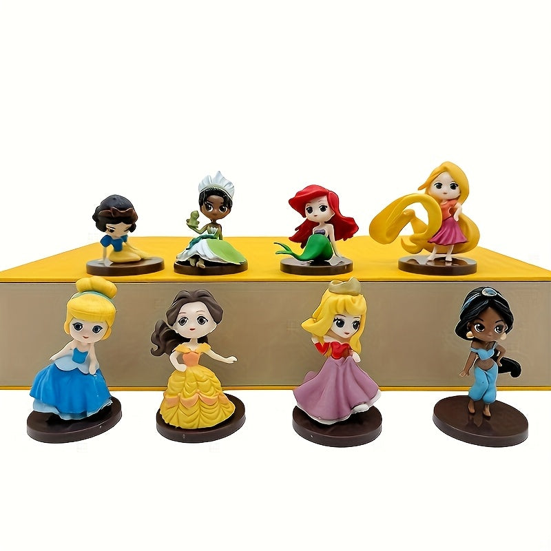 8pcs\u002Fset Cute Pocket Size Princesses Snow White, Mermaid, Cinderella, Belle, Rapunzel, Mermaid, Movable Doll Models, Can Be Used for Home, Car, Desktop Decoration and Gifts