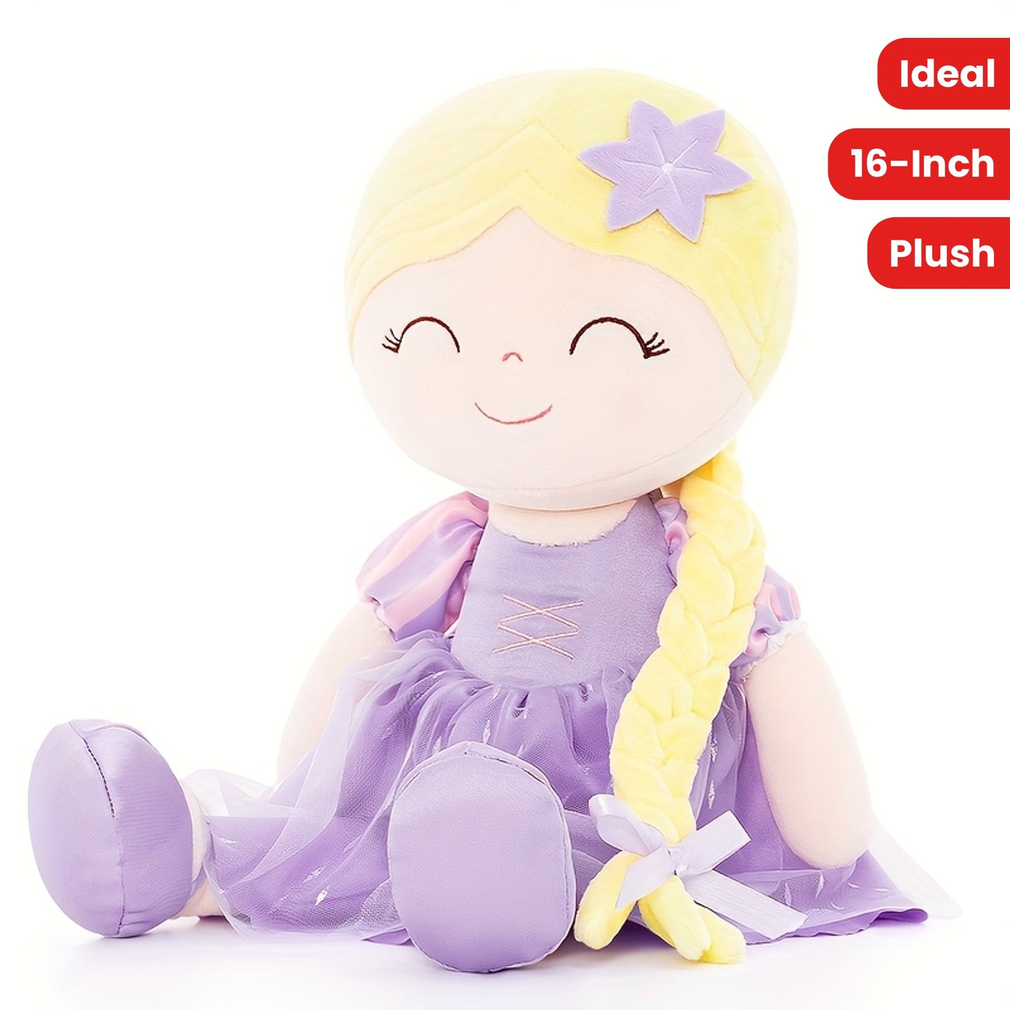 16-Inch Plush Princess Rapun Doll with Lavender Dress, Soft Youngsters Girl Toy, Ideal for Ages 0-3, Perfect Christmas and Birthday Gift for Youngsters, Decorative Holiday Party Item