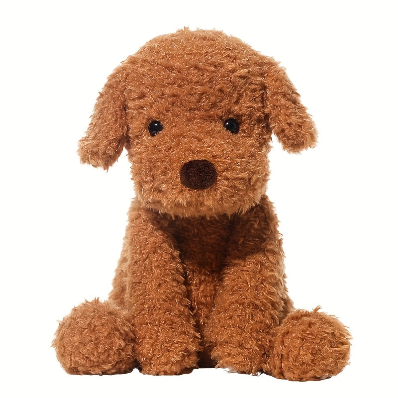 Cute Coffee Brown Plush Puppy Dog Toy, Soft Polyester Stuffed Animal, Ideal Birthday Gift for 0-3 Years Old