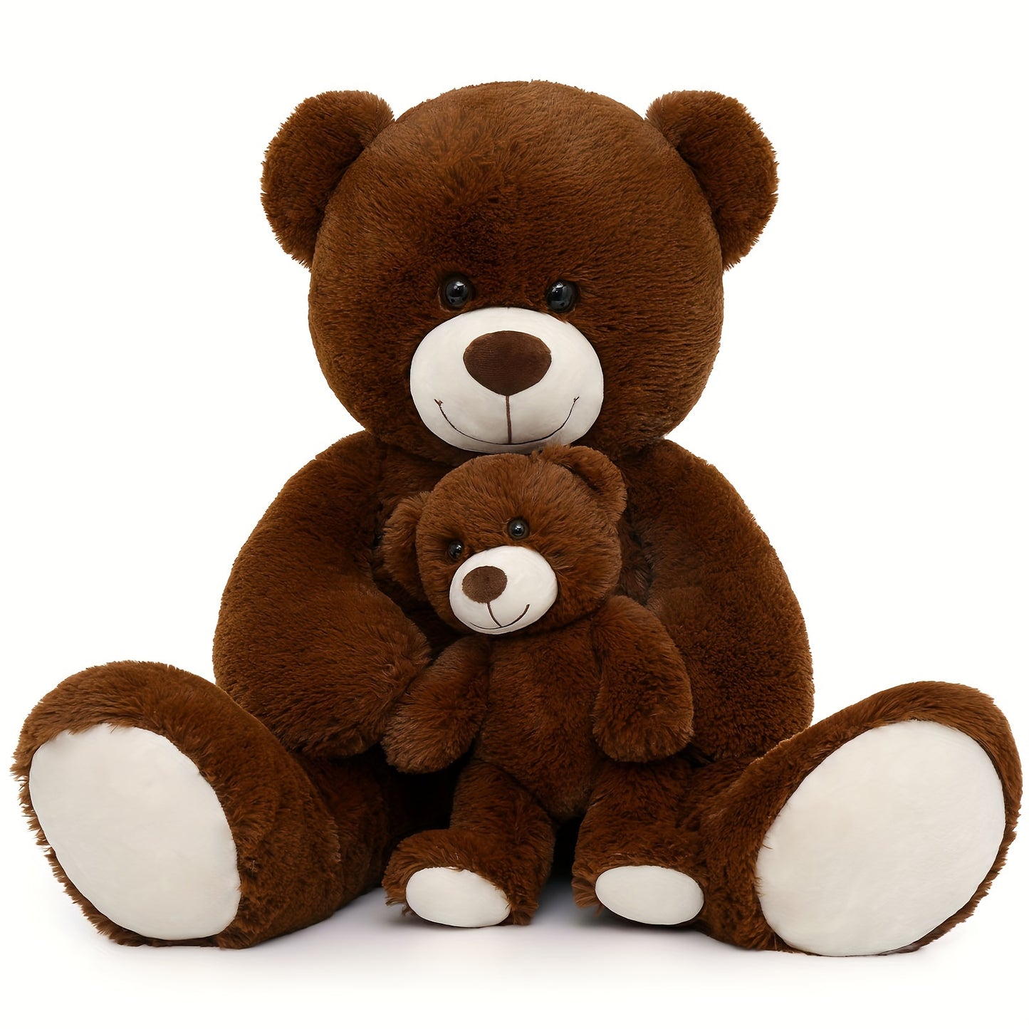 Dark Brown Giant Teddy Bear Set, Cute Big And Small Stuffed Animal, Teddy Bear Plush Toy For Kids, Great Gift For Christmas, Valentines Day, Party Decorations