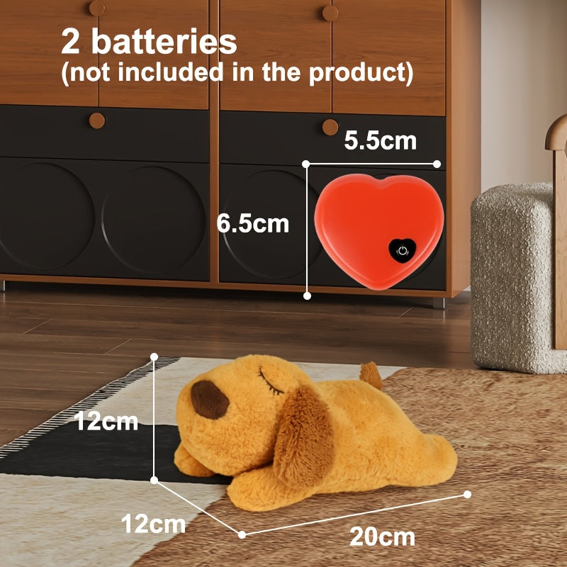 NPET Heartbeat Puppy Toy - Comfort Cuddler Pillow, Soft And Cute, Warm Puppy Lamb Shaped Animal Heartbeat Dog Plush Toy, Festival Gift, Comfortable Kitten Toy - Battery Not Included!