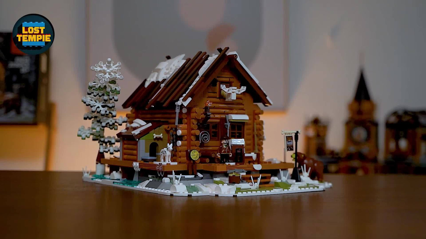 2036pcs Hunting Cabin Building Blocks Playset Creative Ornament Gift, Flexible Movement, Perfect Details, Suitable for Collection, Holiday Gifts, Valentine's Day Gifts