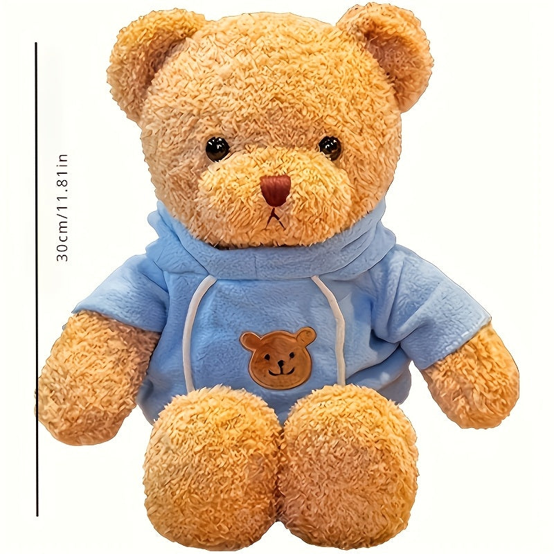 1pc Soft Teddy Bear Plush 1pc Light Brown Teddy Bear Plush Toy with Hoodie - Soft Polyester Fiber Stuffed Animal - Ideal for Christmas, Halloween, Thanksgiving, Easter, New Year Gifts - Unisex