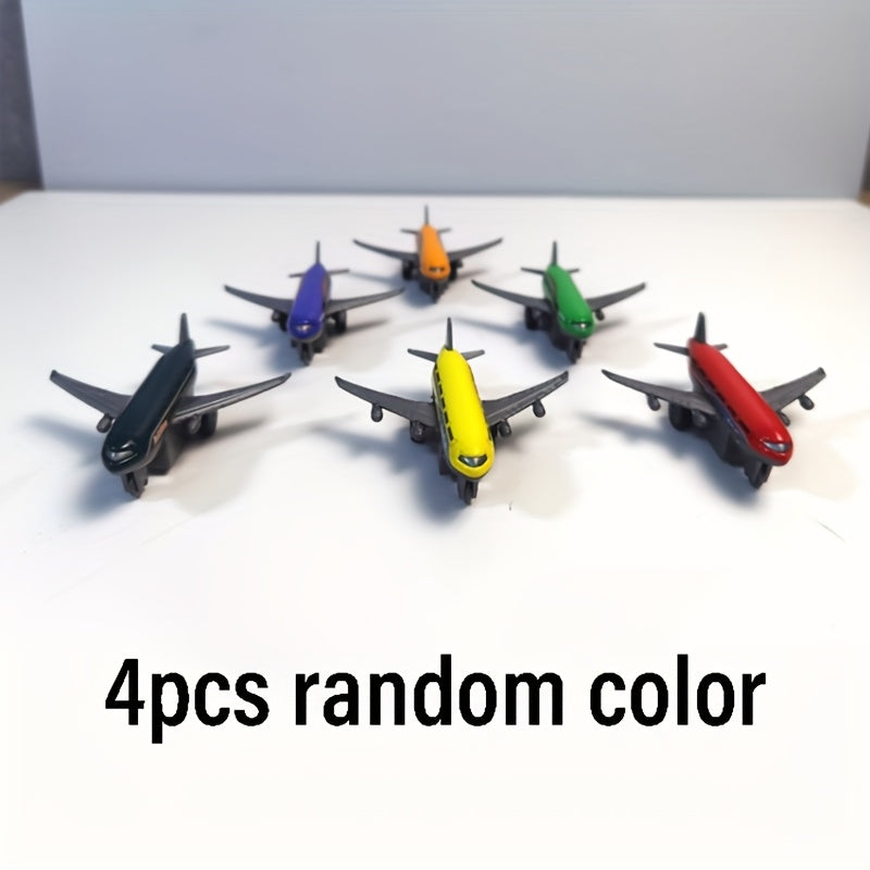 4pcs Pull-Back Airplane Toy Set, Realistic Plastic Airplanes, Durable Play Airplanes for Kids, with Pull-Back Function, for Boys, Ages 3-6, Ideal for Christmas and Birthday Gifts