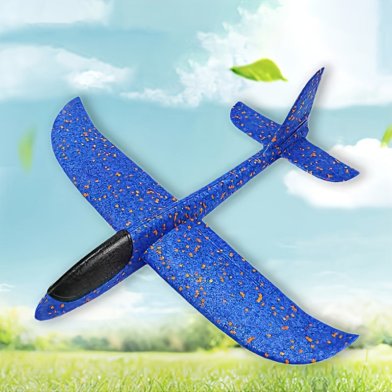 2 Pcs Large Outdoor Beach Foam Airplane, Hand Throwing Spinning Toy with Blue Color and Fun Throwing Experience